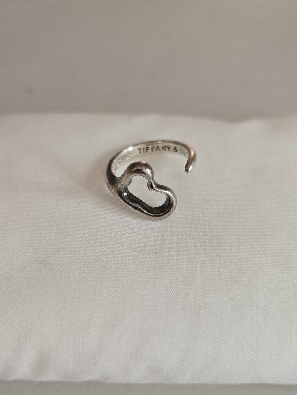 Tiffany & Co. Elsa Peretti Open Heart Ring Silver Size 6